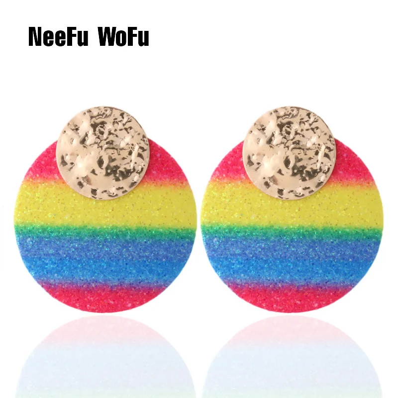 NeeFu WoFu радужные кожаные серьги с тигром змеиная медь большие для женщин Brinco Ear