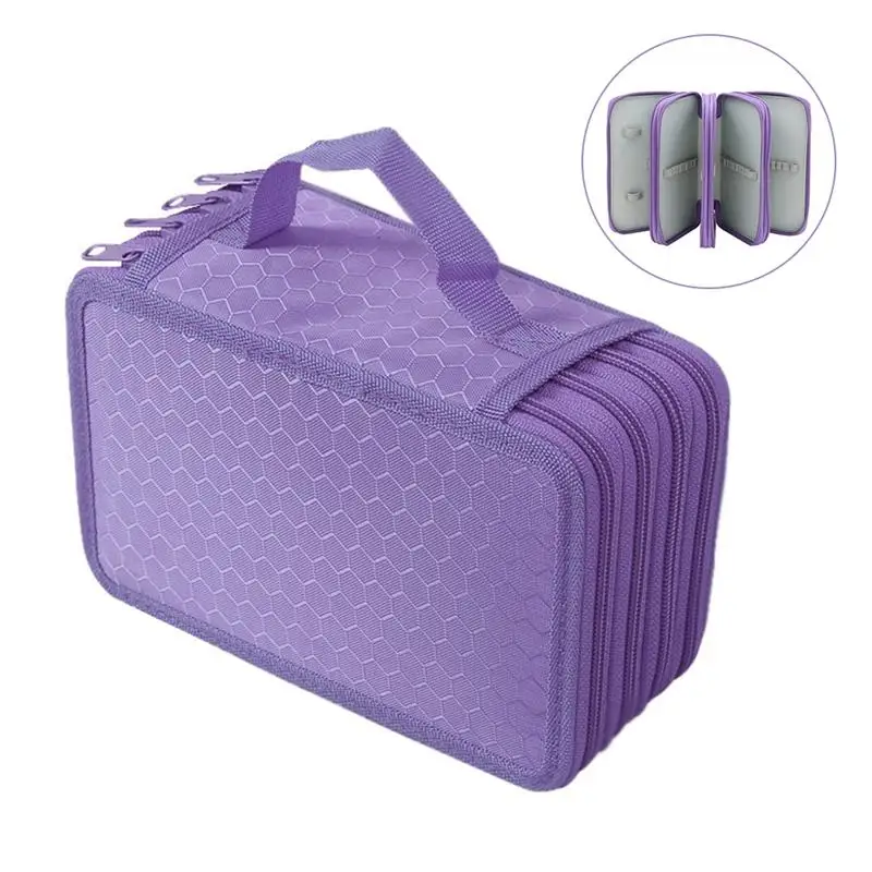 Purple 72 слота карандашница Организатор 4-секционный измельчитель для специй с Цветной Карандаш Чехол Сумочка для ручек стационарный коробка с застежкой-молнией для школы и офиса для путешествий - Цвет: Purple