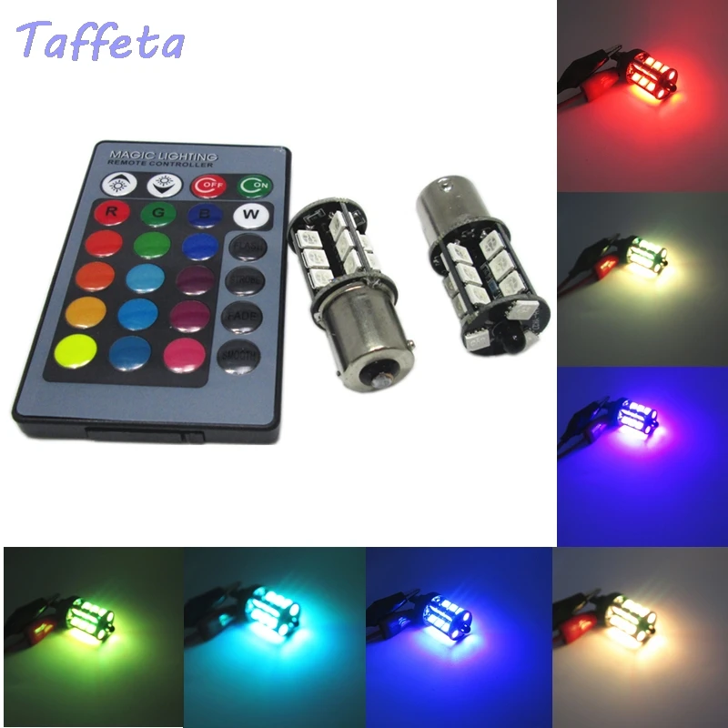 2 шт 12V 1156 BA15S P21W светодиодный с несколькими цветами RGB Цвет 5050 27SMD автомобиля