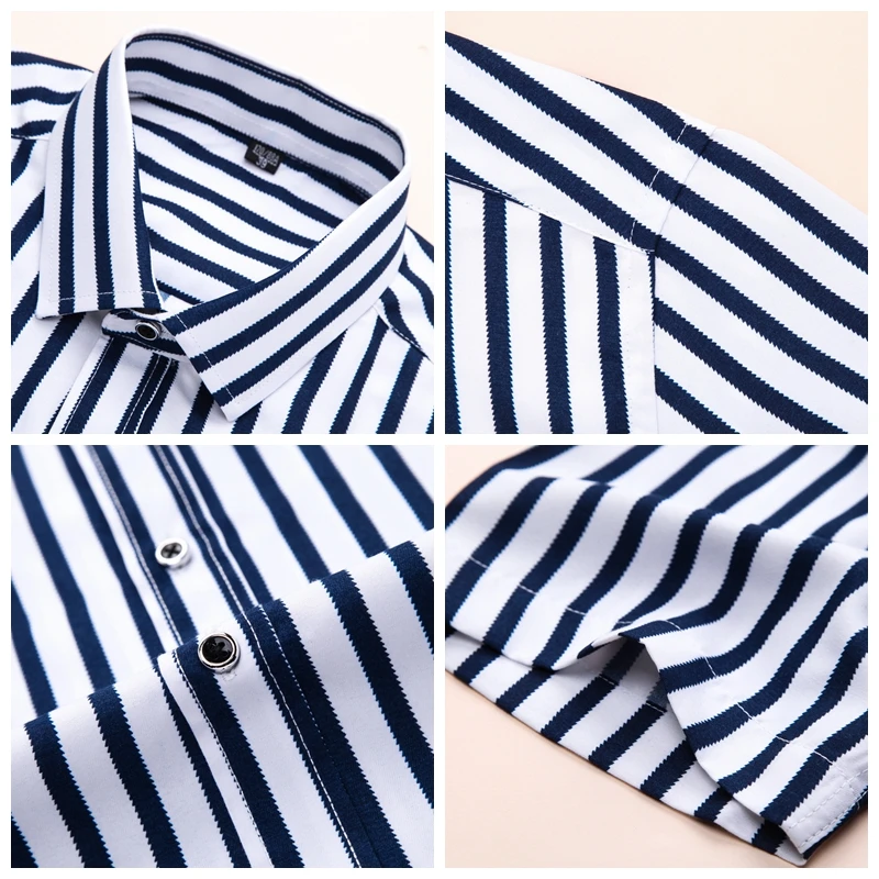 

JZ CHIEF Mens Shirts Casual Slim Fit Short Sleeve Shirt Business Social Shirt Vertical Stripes 100% Polyester camisas hombre