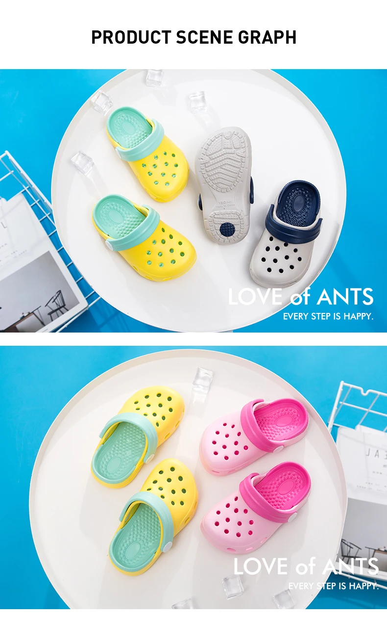 TZLDN Girls Boys Clogs Garden Shoes Summer Hollow Children Slippers Contrast Color Kids Beach Sandals EVA Eco-friendly Shoes