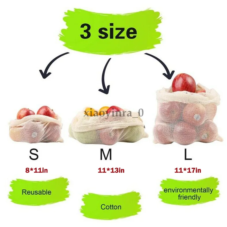 Многоразовые мешки для производства сетки моющиеся хранения продуктов