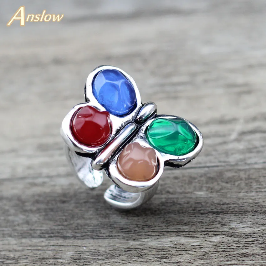 Женское кольцо с цветными бабочками Anslow модное элегантное для свадьбы и помолвки