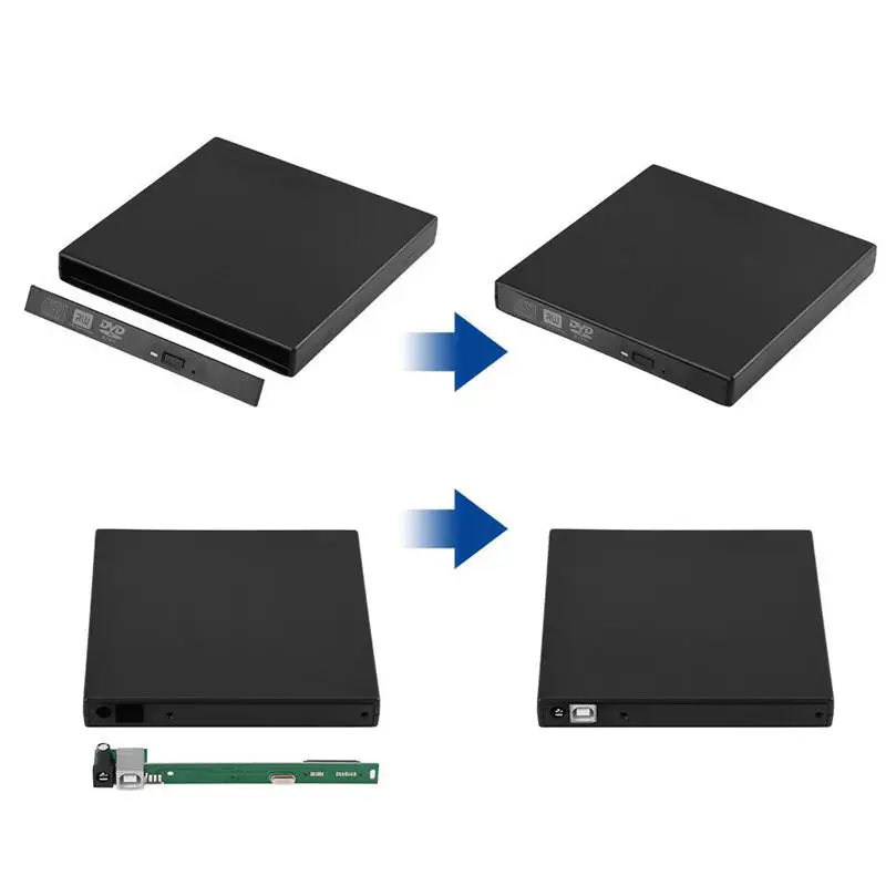 USB 2 0 Тонкий внешний карман для 12 7 мм SATA CD DVD горелки оптический привод|Оптические