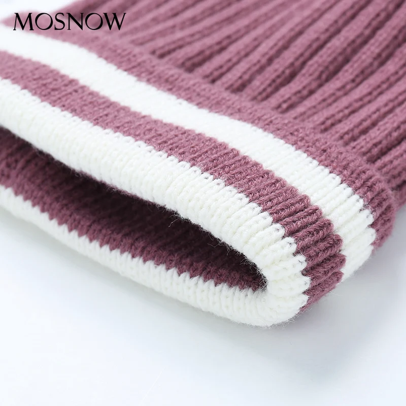 Шерсть Skullies шапочки шить трикотажные Шапки с воротником из натурального меха