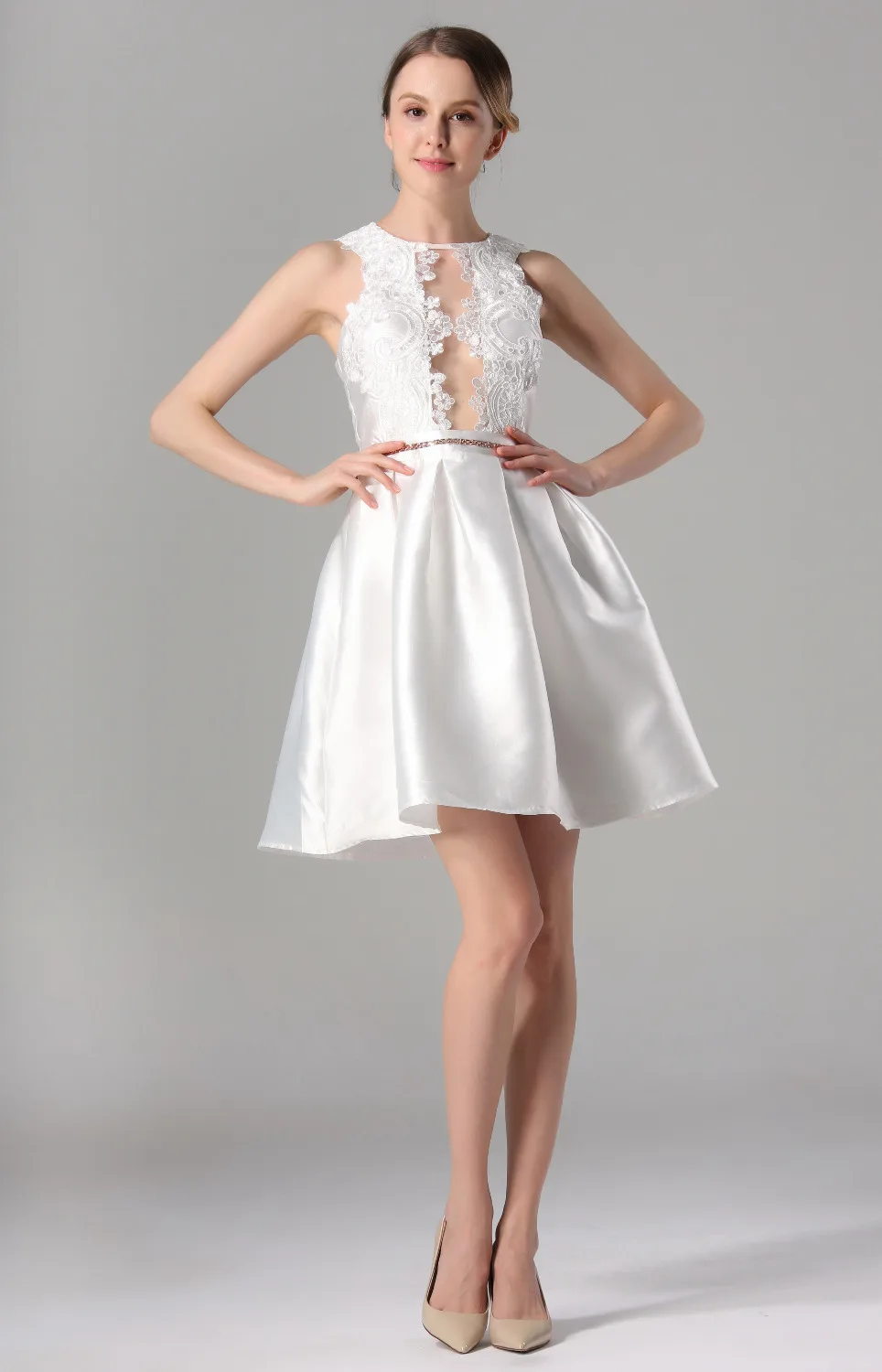 Платья для женщин S-L кружевное платье без рукавов Круглый Воротник Вышивка