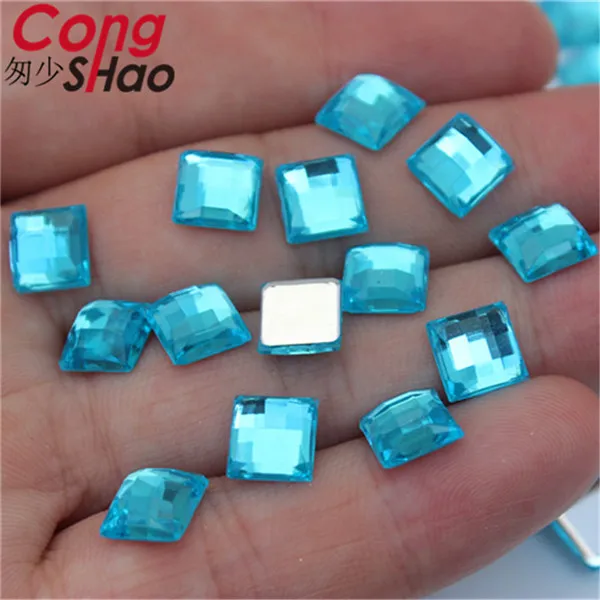 Sky Blue Cong shao 300 шт 8 мм квадратной формы цветные акриловые искусственные бриллианты аппликация камни и кристаллы драгоценные камни плоская полированная задняя поверхность для поделок YB714 - Цвет: Sky Blue