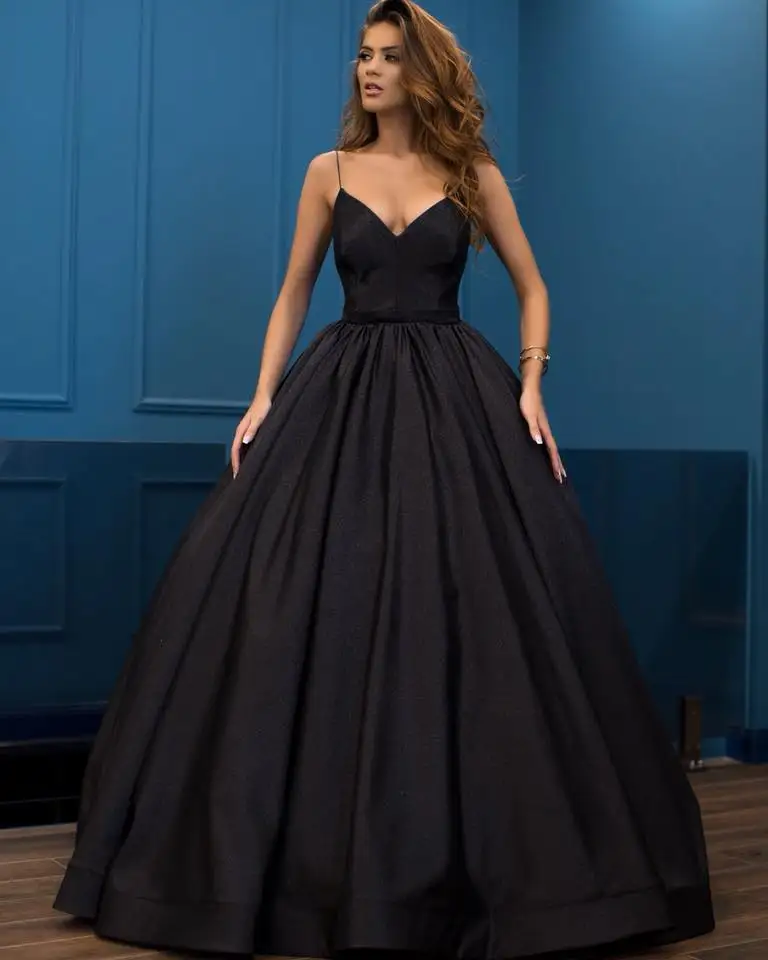

Black Straps Ball-Gown Prom Dress rochii de seara Evening-Gown Formal Long Cheap