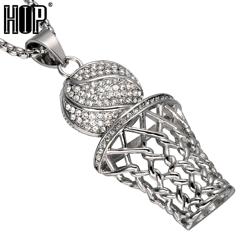 Хип хоп Bling Iced Out золотые стразы баскетбольные подвески ожерелья из нержавеющей