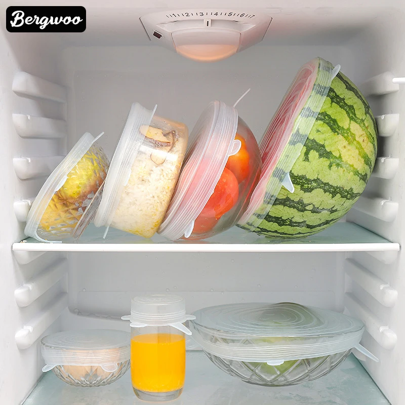 6 шт. в наборе, регулируемые силиконовые крышки для пищевых продуктов, силиконовая чаша, крышка для хранения продуктов, набор