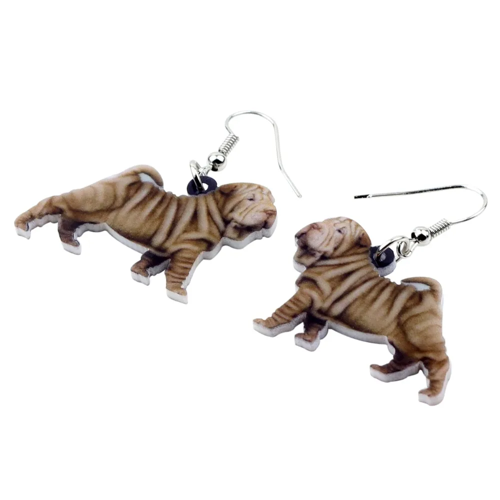 Забавные акриловые серьги WEVENI Shar Pei милые длинные висячие с собаками модные