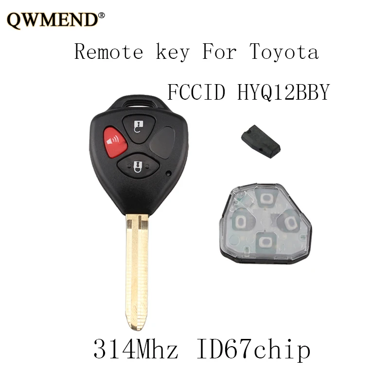 QWMEND 2 шт. * 3 кнопки 4D67 чип полный удаленный ключ для Toyota Rav4 2006 2007 2008 2009 2010