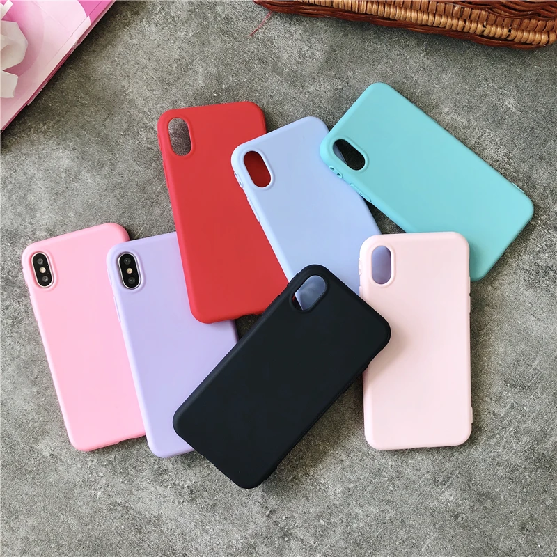 High Quality Candy Color Full Cover Case for Apple iPhone 6 6S Plus 7 8 plus X 10 6s Soft TPU Silicone Cases back Coque |