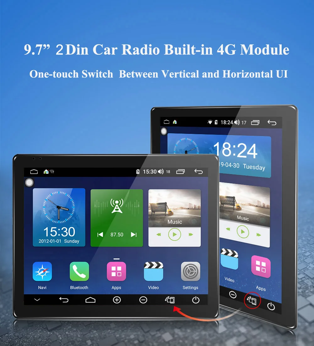 ARKRIGHT 9,7 ''2Din 4+ 64 ГБ Android 8,1 автомобильный Радио Аудио стерео Встроенный 4G gps/Автомобильный мультимедийный плеер двунаправленное крепление
