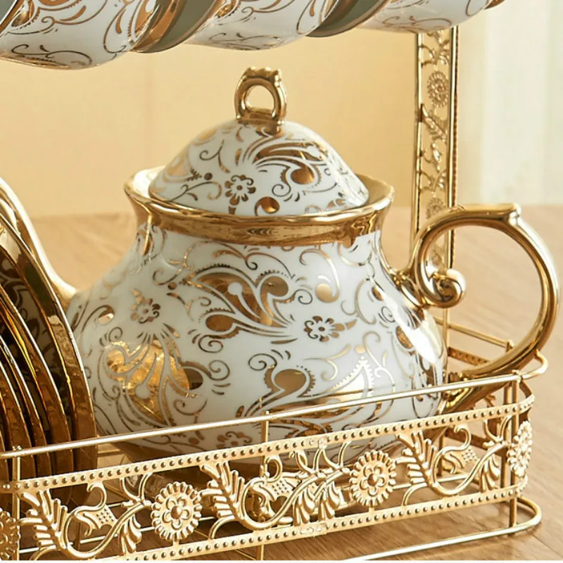 13pcs European style Royal bone China ceramic cup and saucer tea household water included 6 cups 1 holder | Дом и сад