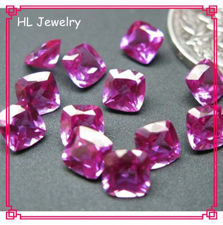 

5 шт./лот 6 мм форма подушки фиолетовый синий корунд Свободный Камень пламя фушон