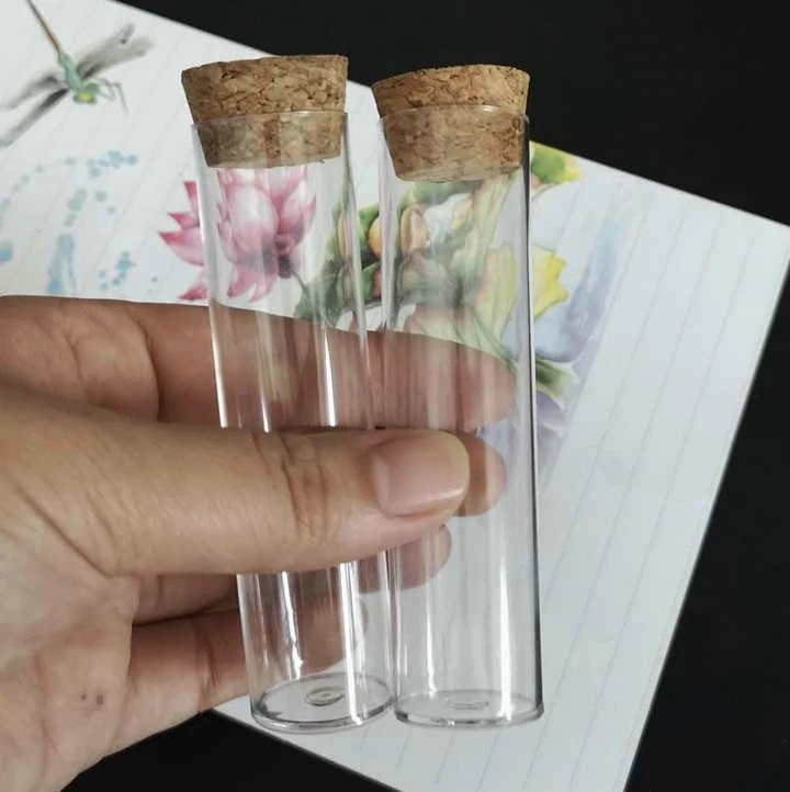 

100pcs/lot 25x95mm Flat Bottom Plastic Test Tube, Drosophila Vials culture tube with Cork Stoppers Dia 25mm, Length 95mm