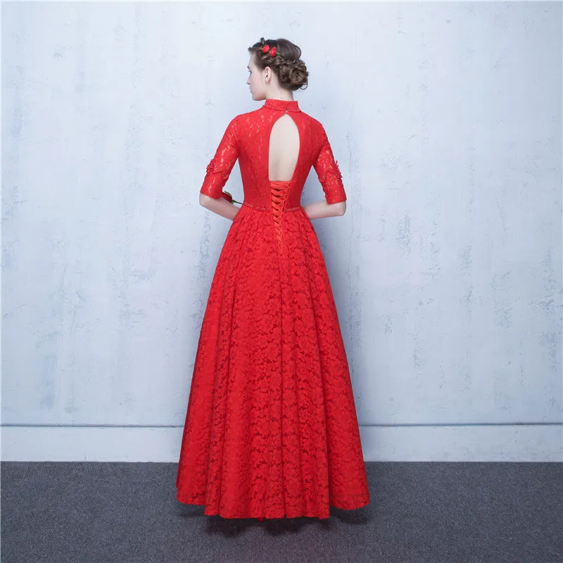 Платья для выпускного вечера 2020 Vestido Festa Longo с высоким воротом элегантные Красные