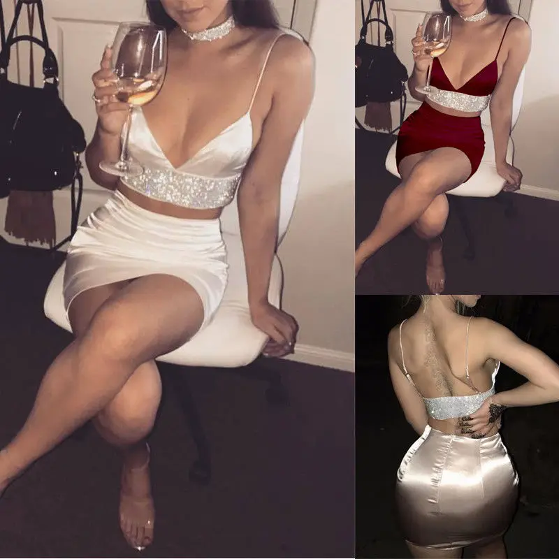 Женский комплект из 2 предметов облегающее платье мини с v образным вырезом