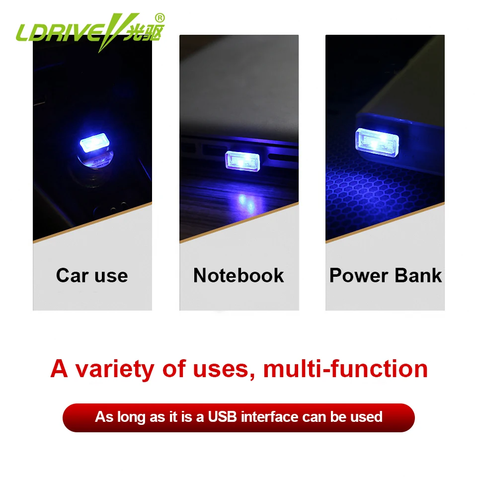 LDRIVE 1 шт. автомобильные интерьерные огни usb разъем ночник в автомобиле синий белый