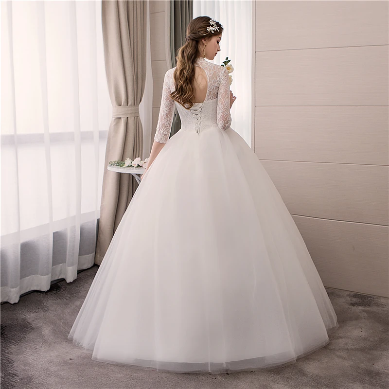 Элегантное белое кружевное свадебное платье с нашивки Vestido De Noiva Плюс Размер