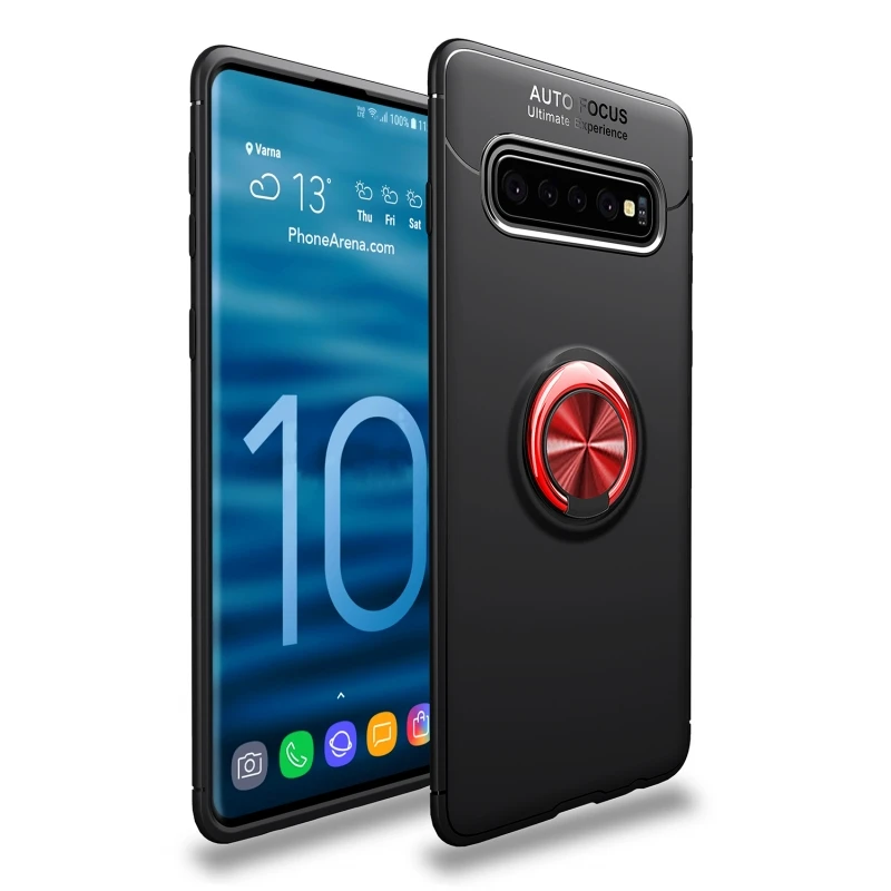Black with Red Чехол с подставкой для samsung Galaxy S10 S9 S8 Примечание 10 плюс S10e Крышка для samsung A70 A50 A40 A30 A20 A10 A7 A9 A6 кольцо чехол - Цвет: Black with Red