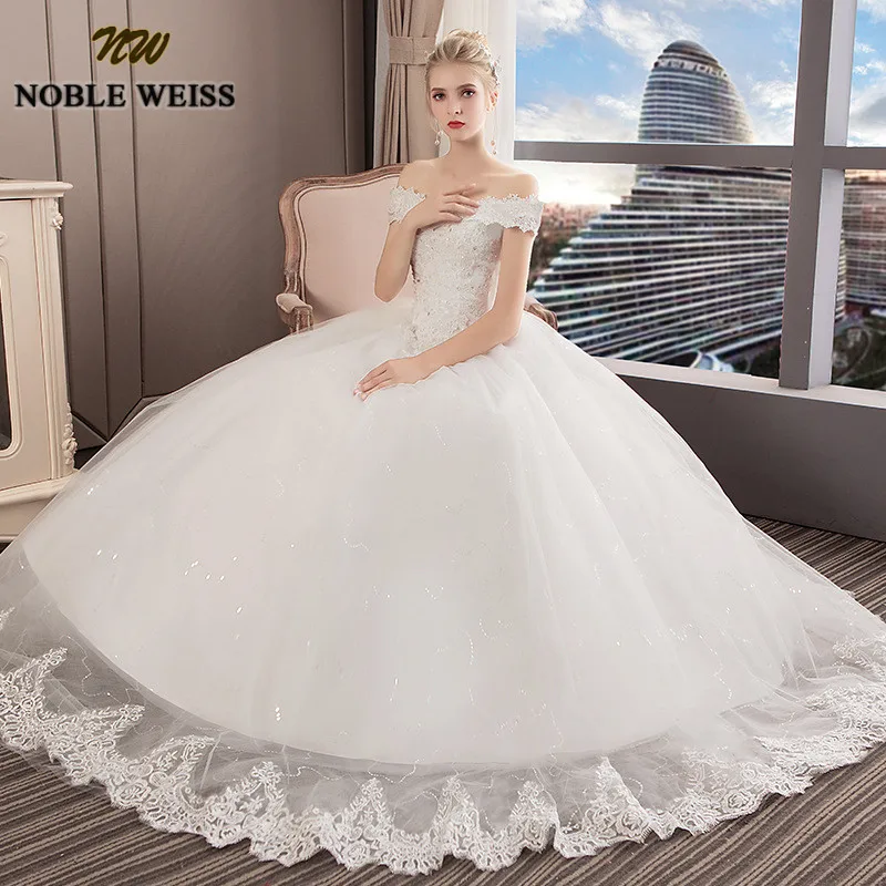 Благородный WEISS Vestido de Noiva 2019 свадебные платья принцессы с открытыми плечами