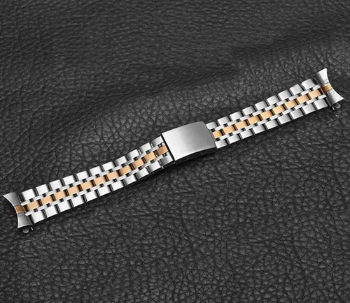 gold silver Нержавеющая сталь 316L, ремешок для часов, ремешок для часов, браслет для мужчин, ремешок для часов, изогнутый конец, для Tudor Princes, 19 мм, серебро, золото - Цвет ремешка: gold silver
