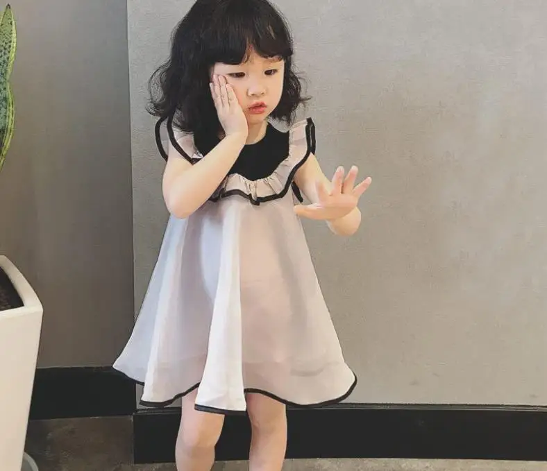 2018 summer new girl's sweet splicing A doll vest dress baby girl princess Flying sleeves butterfly | Детская одежда и обувь