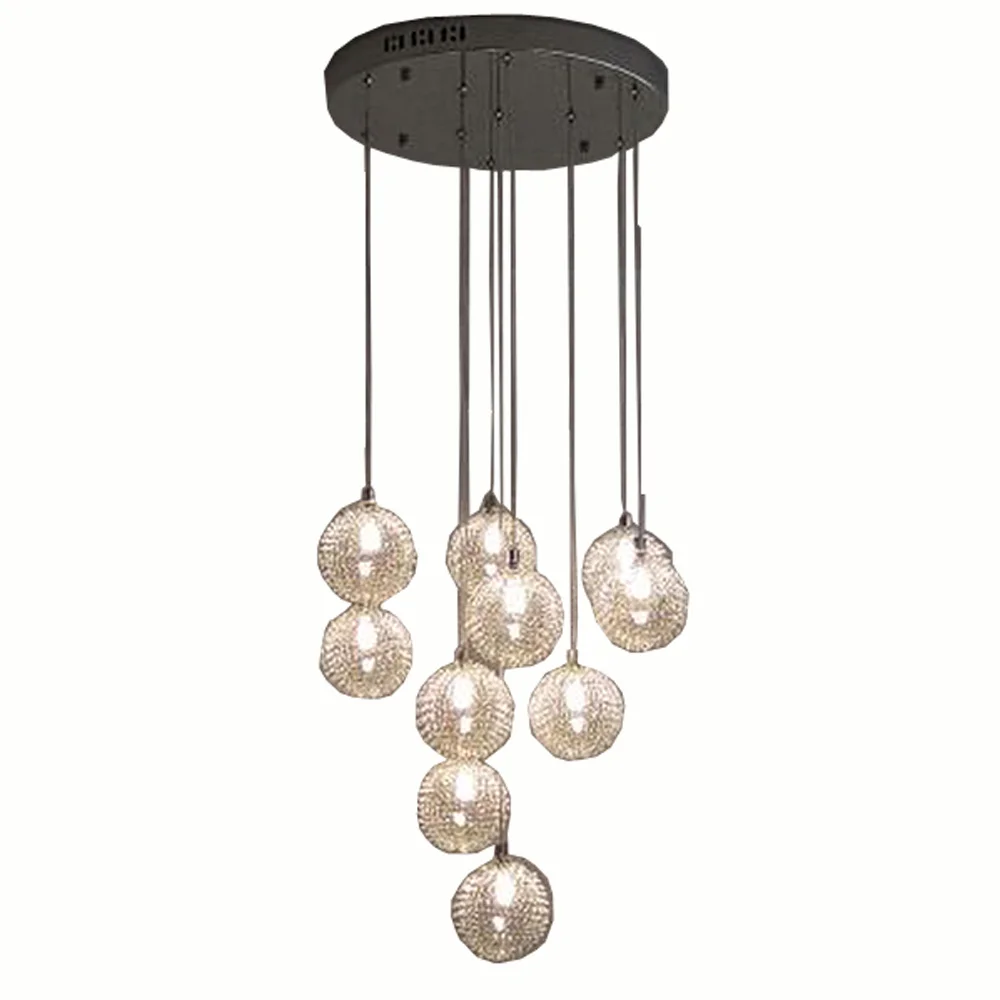 

Лестницы Потолочный подвесной светильник Алюминиевые проводы Стекло шарики Гостиная Ресторан Кричащие Кухня Обеденная подвесные светиль...