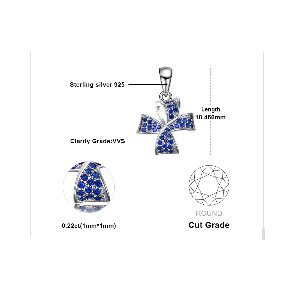 Jewelrypalace Цветок Узел 0.22ct создан синий шпинель проложить кулон soild стерлингового