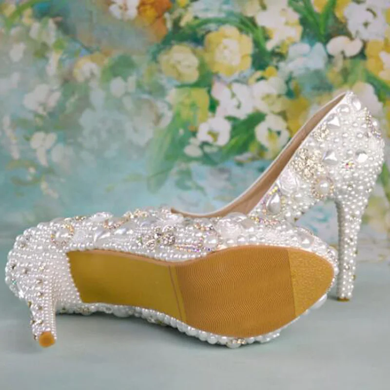 Туфли ручной работы на высоком каблуке свадебные туфли лодочки платформе белые