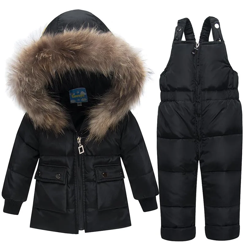 Kids Clothes Snowsuit 2018 Winter Baby Boys Girls Ski Suit Children Duck Down Clothing Set Warm Jacket + Pants Overalls | Детская одежда