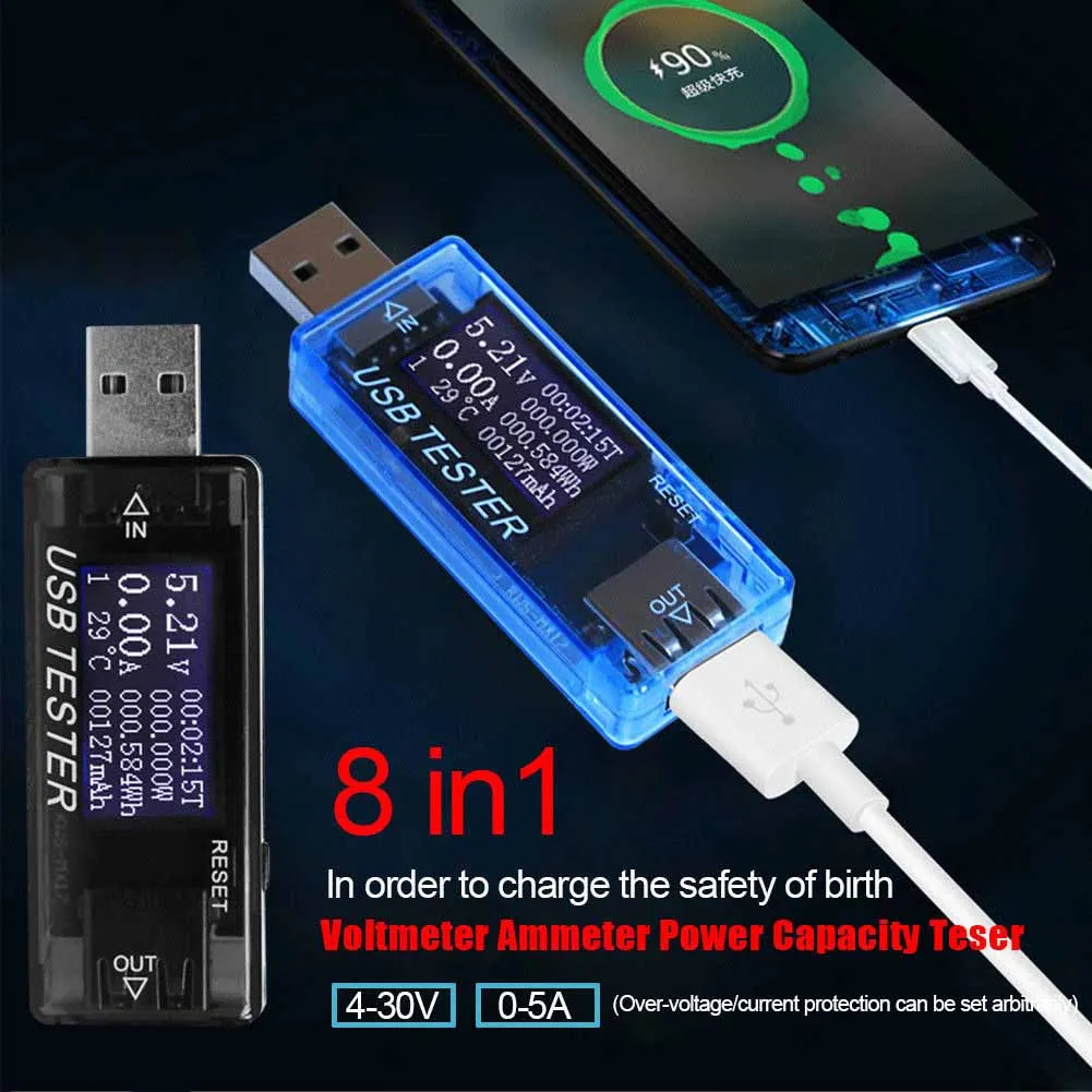 8 в 1 Многофункциональный USB детектор вольтметр амперметр тестер мощности
