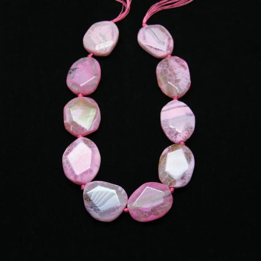 Pink Color Natural Dragon Veins Achate Beads Large Slab Oval Shape for DIY Pendant Jewelry Girlfriend Gifts 9PCS | Украшения и