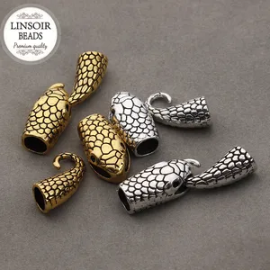 Застежки-крючки под кожу 7 мм для браслетов и ожерелий, концевые застежки-застежки под античное сереброзолото, 10 комплектов, F1067