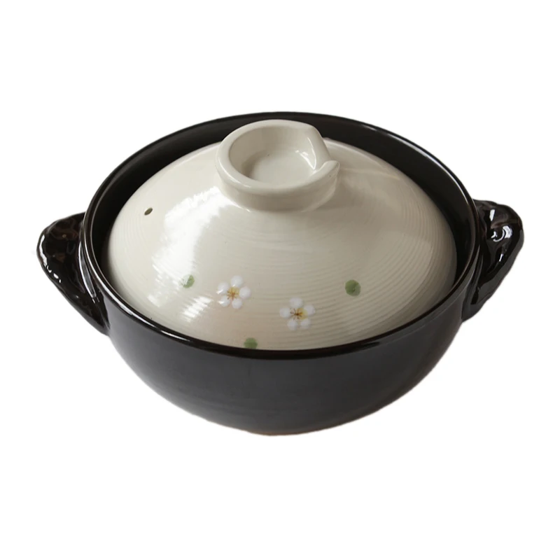 

Heat resistant plain hand painted pottery traditional casserole deep soup rice earthenware cooking clay pot stewpan pan