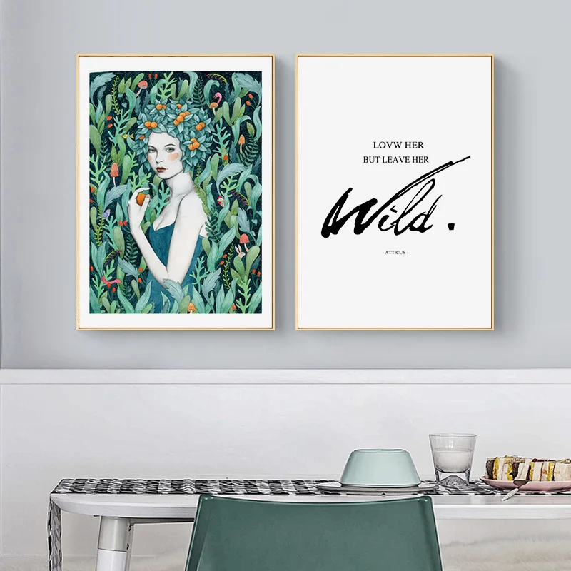 Скандинавские современные Стиль Handdraw персонажей Красочный холст картина