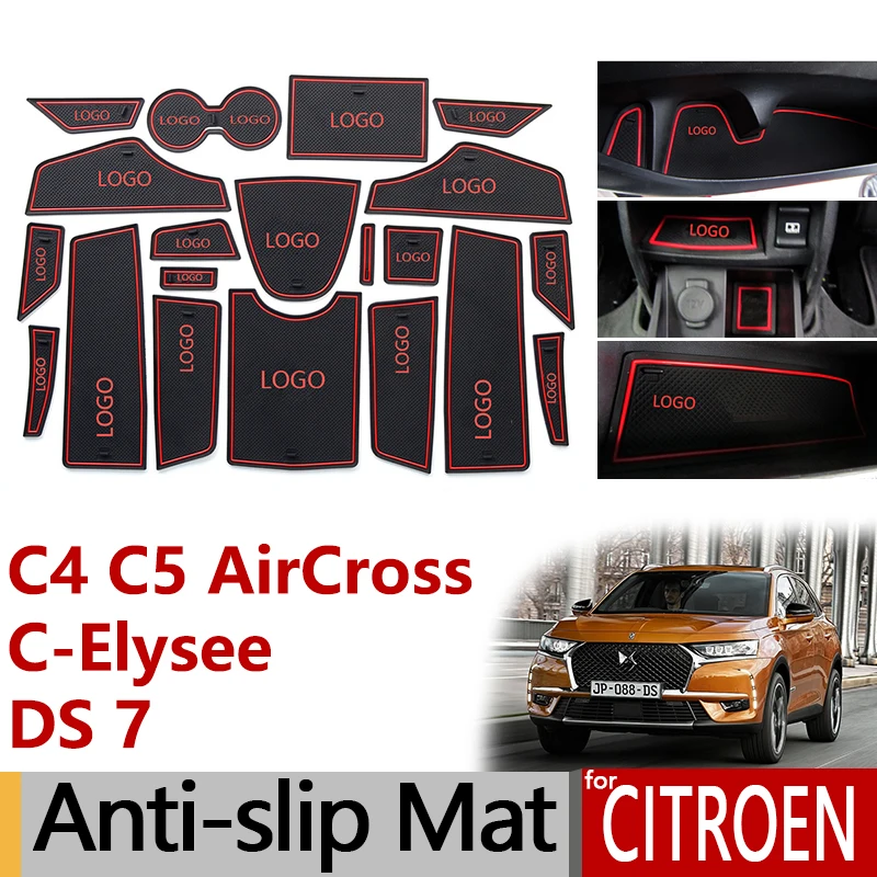 Противоскользящий резиновый коврик со слотом для ворот подстаканника Citroen C4 MK1 MK2