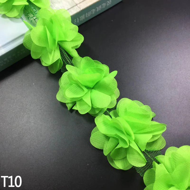 T10 12 шт./ярд 6 см 3D Тюль Цветочная отделка кружевная лента для украшения эластичное кружево стрейч для маленьких девочек аксессуары для волос - Цвет: T10