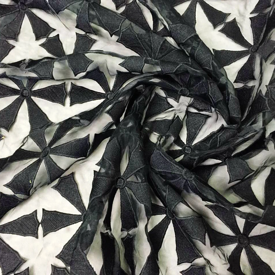 2 ярдов новейшая органза вышивка кружевная ткань 2017 африканская молочная