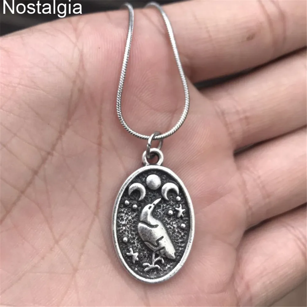 Snake Chain Тройная Луна богиня Wicca Луна Викинг один Ворон амулет пентаграмма Wicca n языческая луна ожерелье для мужчин и женщин ювелирные изделия Прямая поставка - Окраска металла: Snake Chain
