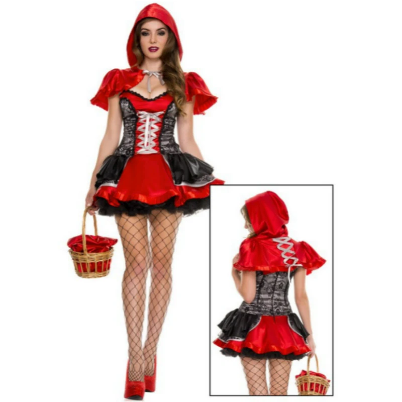 Платье принцессы для костюмированной вечеринки Красное платье с капюшоном