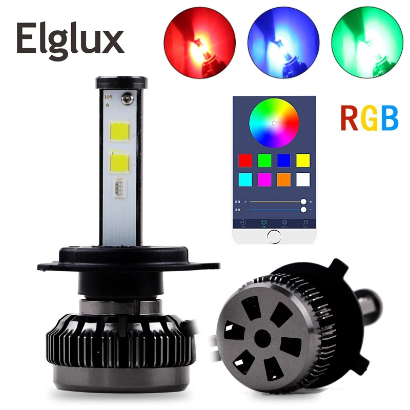 Автомобильные светодиодные фары RGB цветные лампы H1 H4 H27 H7 50 Вт 10800LM