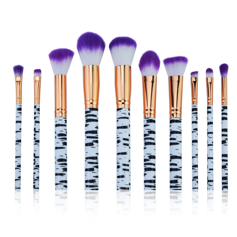 new fashion women beauty tools 10 Pcs Marble professional Makeup Brush Eyeshadow Blush Cosmetics Brushes Tools brochas pinceis | Красота и