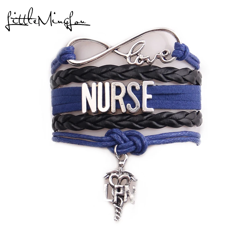 Маленький Minglou Infinity Love RN браслет с надписью NURSE LPN medical Очаровательные кожаные