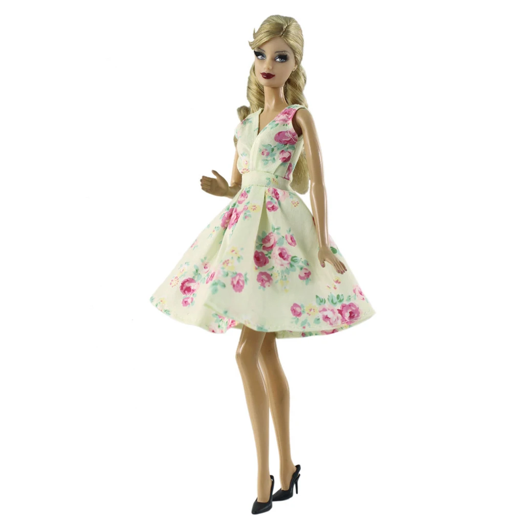 

Fashion Handmade Sleeveless Floral Evening Party Dress Doll Dress Summer Skirt For 1/6 Doll Dress Up Girl Doll Evening Dress