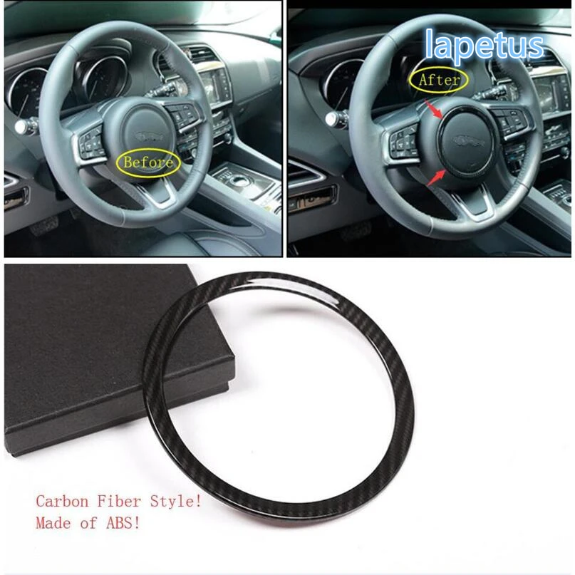 

Lapetus ABS Middle Steering Wheel Circle Decoration Frame Trim 1 Pcs For Jaguar XE XF 2016 2017 2018 2019 / Carbon Fiber Look