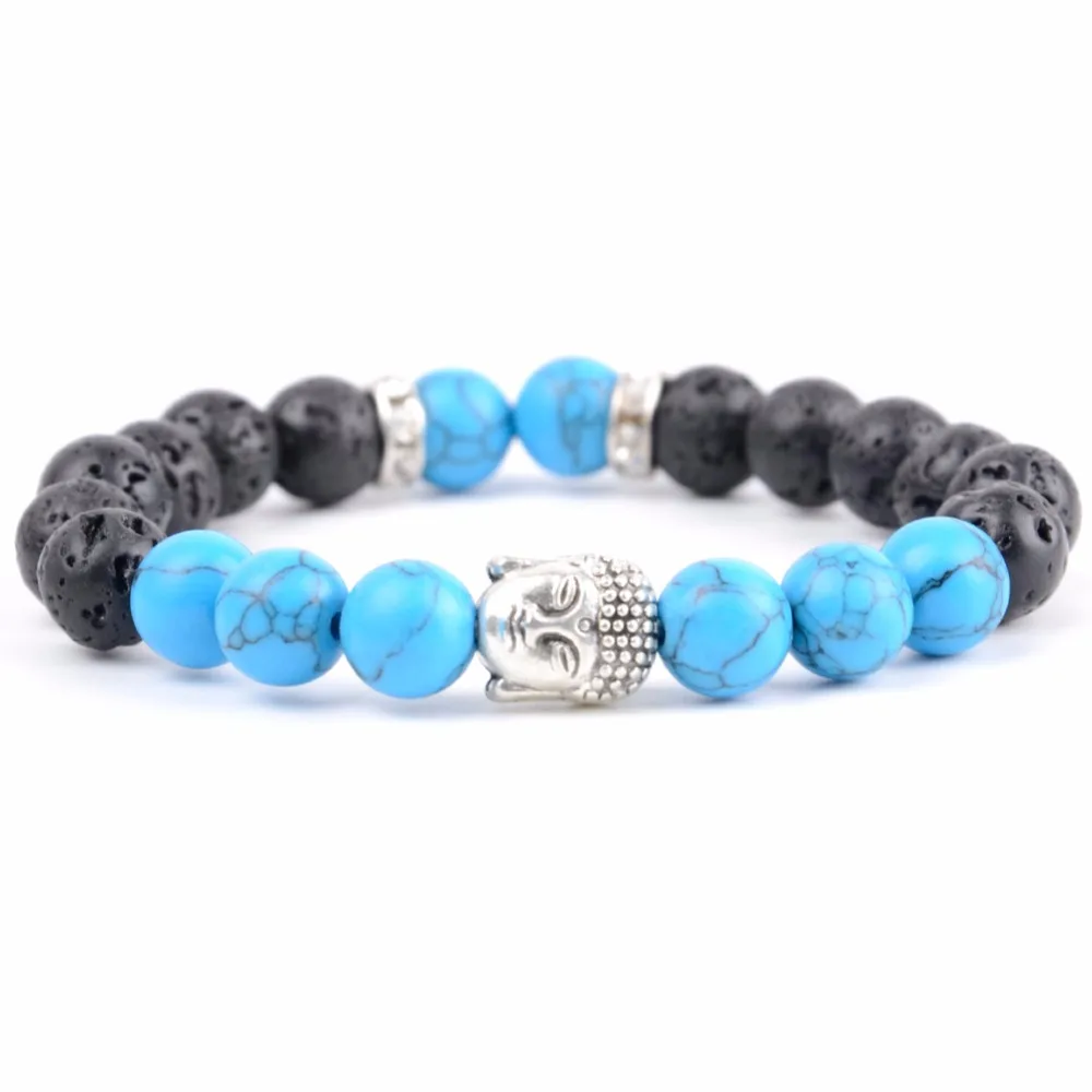 Брендовые новые модные мужские браслеты 8 мм тигровый глаз и лавовый камень