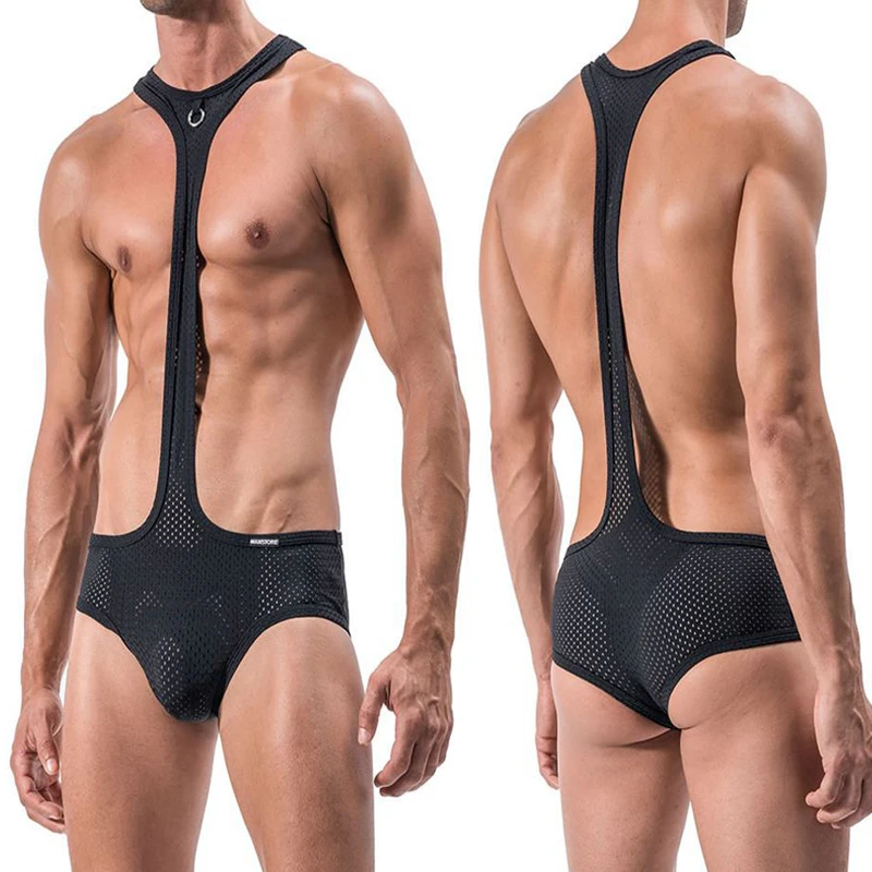 Сексуальное боди для геев сексуальное нижнее белье мужчин черное Сетчатое